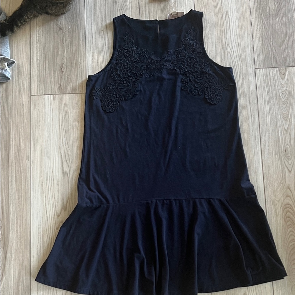 LOFT Navy Dress with Floral Lace